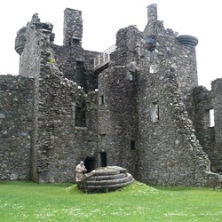 Val beside the roof section blasted there by lightning.