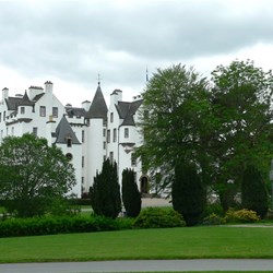 Blair Castle sits among beautiful woodlands and gardens.