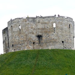 Cliffords Tower in York, atop the steep sided motte.