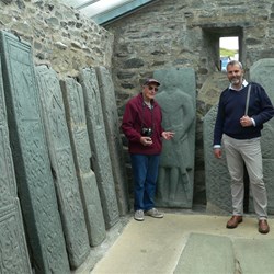 Measuring up to their Scottish forebears - gravestones at Kilmartin.
