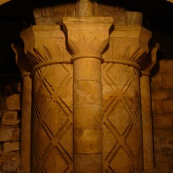 Remains of older buildings excavated in what is now the undercroft.