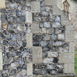 Flints built into the church walls.