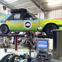 Henry up on the hoist.