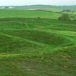 Some of the massive banks and ditches surrounding Maiden Castle