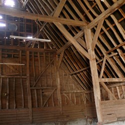 The interior of an old barn on the site, thankfully not being demolished