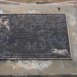 A wet John McDouall Stuart Memorial at Curdimurka
