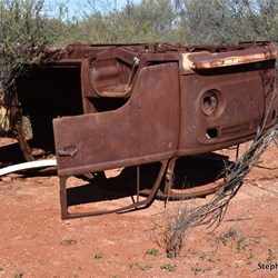 This old VW Combi still sits where it ended its life on the Old Stuart Highway