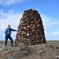 Stephen at the Decoy Hill Survey Cairn