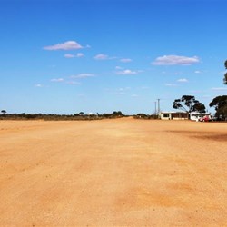 Kingoonya's wide main street. The site of most town activities.