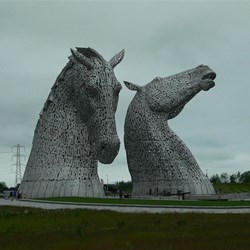 The Kelpies, a tribute to working horses including barge horses that worked the tow-paths