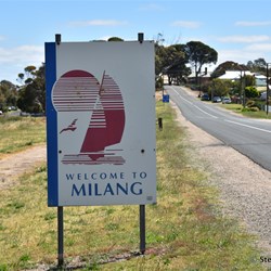 The approach to the town from the east