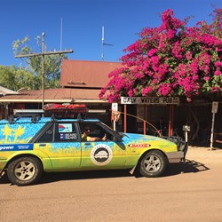 Henry outside the Daly Waters pub