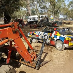 Team Thunderbox's Fiat X19 destined for the skip bin.  Photo: Kelvin Woods/Russell Clayton