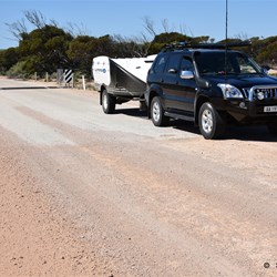 End of the bitumen heading down to Fowlers Bay