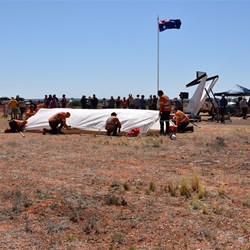 The wind made setting up fun for the ARTEC boys