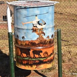 Painted drums at the Memorial