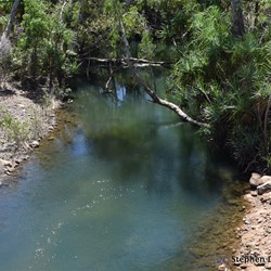 Looking down on the deep Goyder River from the bridge