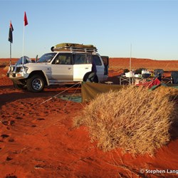 The only place to roll out the swag with no moguls was on top of this small dune