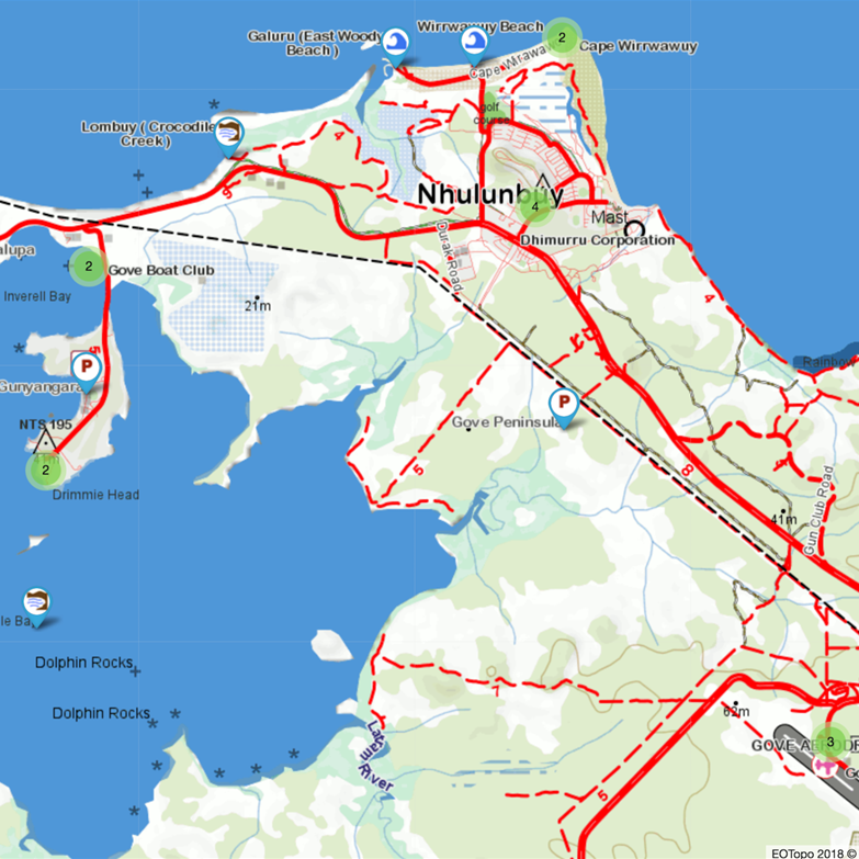 EO Topo Map of the Nhulunbuy area