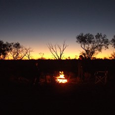 A perfect sunset and our first campfire - at last!