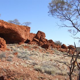 Red bluffs at the Hunt Drilling Camp