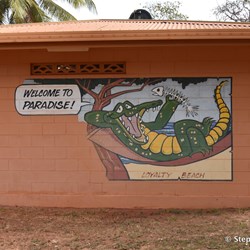 The painted sign of the wall says it all