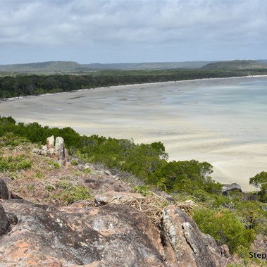 The western side and the beach that you follow to reach the Tip