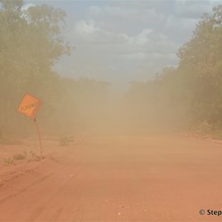 The dust did not let up on the south bound drive on the PDR