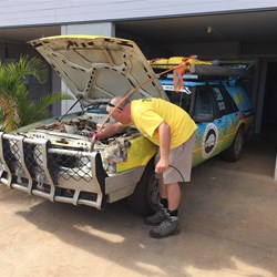 Off with the drive belt and Armstrong power steering back home to Perth