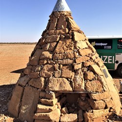 A stone cairn at the turnoff to Milparinka