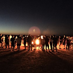 This rally's first camp bonfire