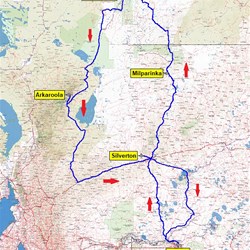 The route showing overnight stops