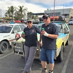 A well deserved beer at the finish line