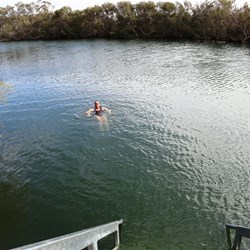 Ali enjoying the warm water ...