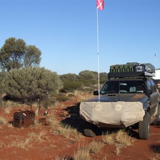 All that remains of the burnt out Nissan - Hunt Oil Road