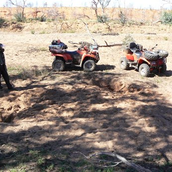 Donkey excavations in the creek bed.