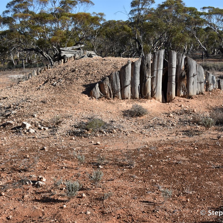 Old underground cellar at the site of the original Old Gluepot Station