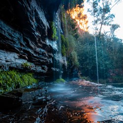 Circular Pool from behind the waterfall