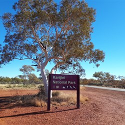Exit/Entrance sign at east end of Karijini NP
