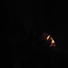 Fireplace in the shelter