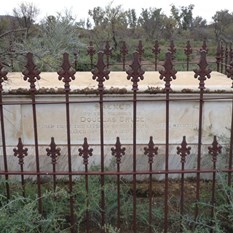 The grave of Douglas Burce killed in 1876 at 39 yrs when his horse fell on him.