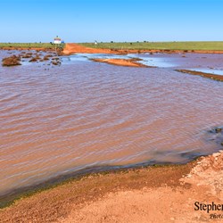Floodwaters line the Stuart Highway at Glendambo.