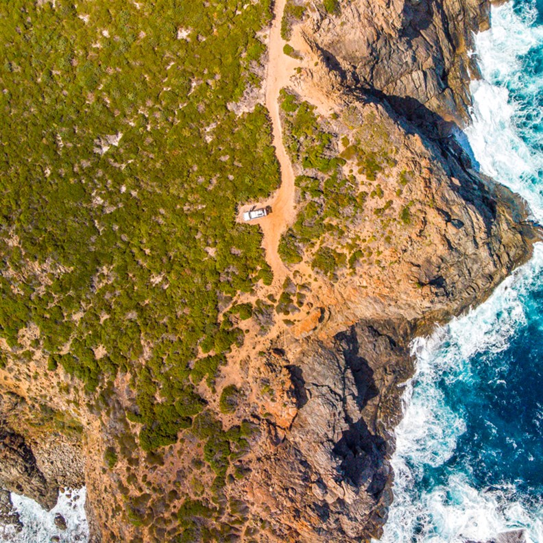 Looking down on our vehicle