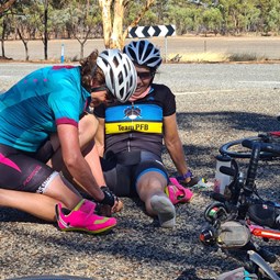 Physio Claire assisting Lisa with ankle strain
