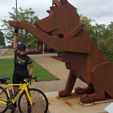 Michelle is too short to get a pat on the head from Rosey