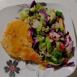 Vegan "schnitzel" & salad dinner