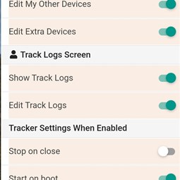 Tracker Settings when Enabled
