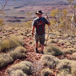 David walking back down Mt Newman