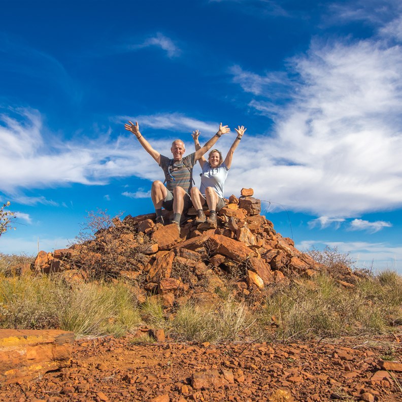 At the summit of Mt Newman