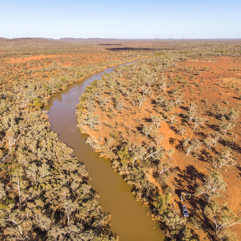 Drone view over Gascoyne River (Tibingoona Pool)